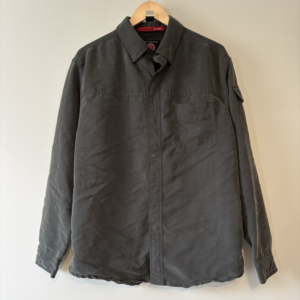 SCOTTeVEST Tec Men's M Snap Front Button Up Long Sleeve Travel Shirt Gray